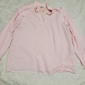 J. Crew Soft Pink Swiss Dot Blouse Top Women Small Ruffle Flowy Dainty Feminine